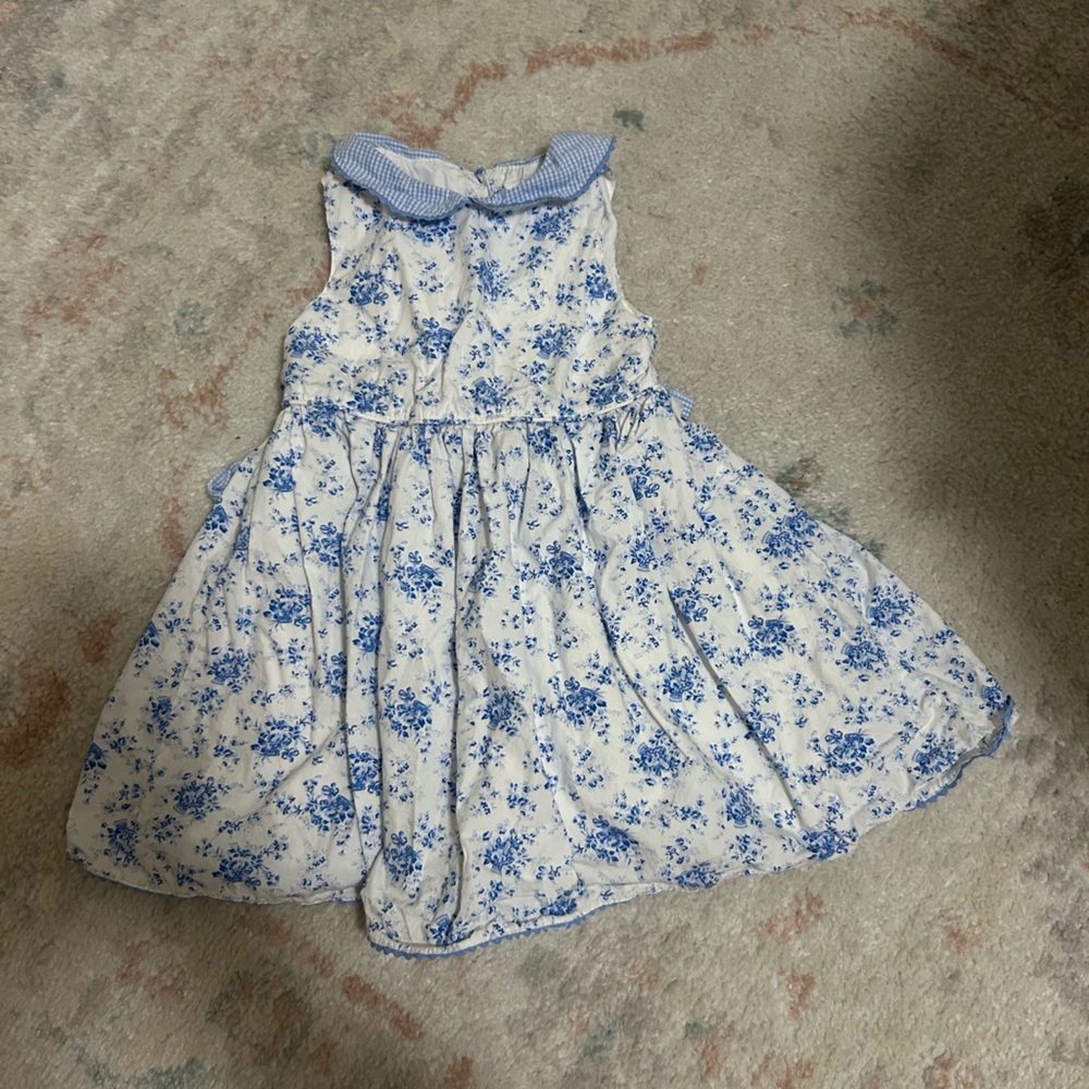 Floral Blue and White Kids Dress